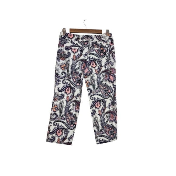 Ann Taylor Paisley Print Crop Pants Zipper & Button Closure Pockets Size 0 - Picture 5 of 6